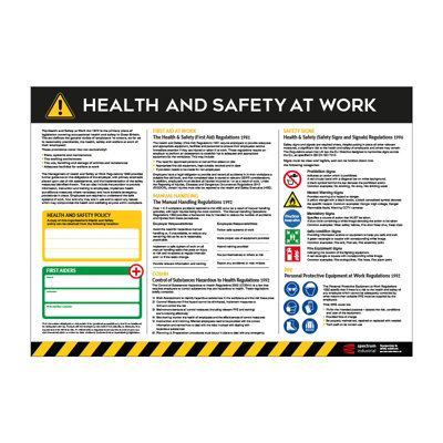 Health & Safety At Work Guide Poster - Anti Scuff Laminated PVC - Easy To Read Information Guide - W594mm x H420mm