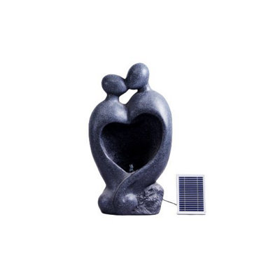 Heart Couple Contemporary Solar Water Feature - Solar Powered  - Resin - L34 x W53 x H88 cm