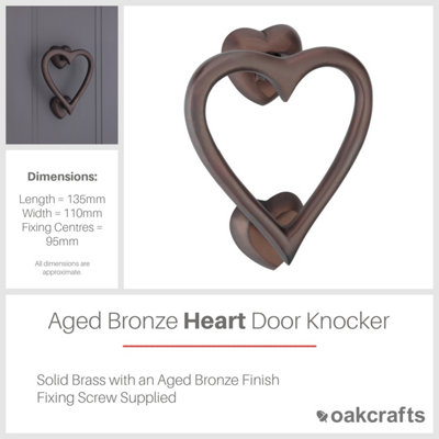 Heart Door Knocker Aged Bronze Finish