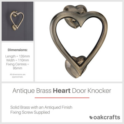 Heart Door Knocker Antique Brass Finish