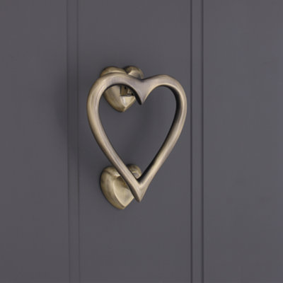 Heart Door Knocker Antique Brass Finish