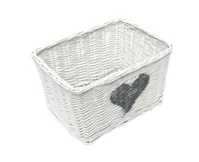 Heart Full Wicker Willow Wedding Xmas Hamper Storage Basket White,Large 33x24x20cm