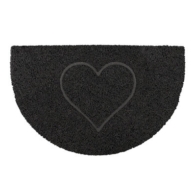 Heart Half Moon Doormat in Black