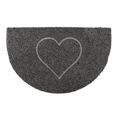 Heart Half Moon Doormat in Grey