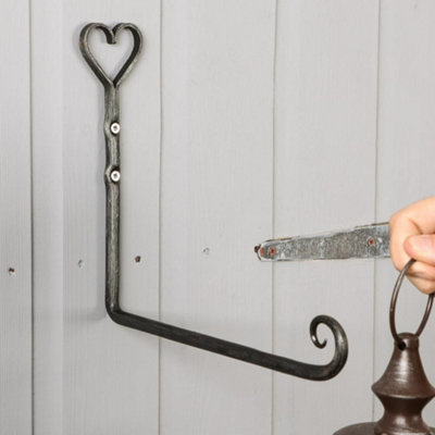 Heart Iron Wall Bracket Outdoor Basket Hanger Garden Hanging Basket Bracket - 3
