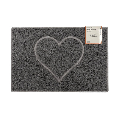 Heart Large Embossed Doormat in Grey with Open Back