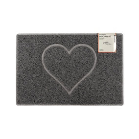 Heart Medium Embossed Doormat in Grey with Open Back