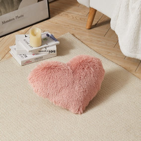 Heart Shaped Long Plush Throw Pillow Cover Pink