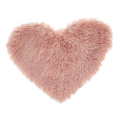 Heart Shaped Long Plush Throw Pillow Cover Pink