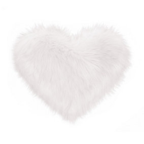 Heart Shaped Long Plush Throw Pillow Cover White