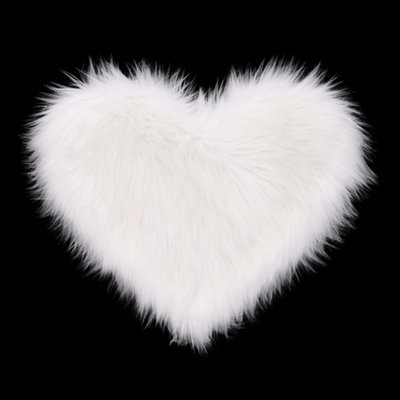 Heart Shaped Long Plush Throw Pillow Cover White