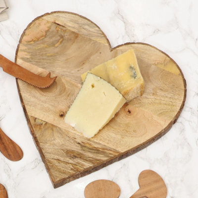 Heart Shaped Wooden Kitchen Accessories Cheese Board Gift Idea