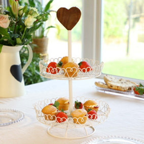 Heart Trim Double Tier Cake Stand