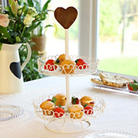 Heart Trim Double Tier Summer Cup Cake Stand