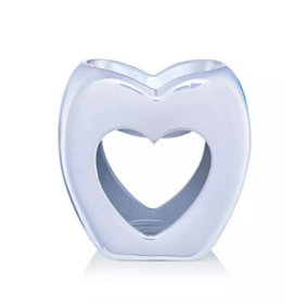Heart Wax Melt Burner. Made from Ceramic. Gift Boxed. - Pearlised White. Height 11 cm