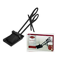 Hearth and Home Fireplace Black Cast Iron Dustpan and Brush Set 15Inch