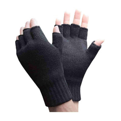 Heat Holders - Mens 3.2 TOG Fleece Insulated Fingerless Gloves Black