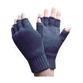 Heat Holders - Mens 3.2 TOG Fleece Insulated Fingerless Gloves Blue
