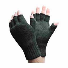 Heat Holders - Mens 3.2 TOG Fleece Insulated Fingerless Gloves Green