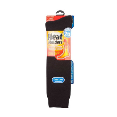 Heat Holders - Mens Extra Long Thermal Knee High Socks 6-11 Black