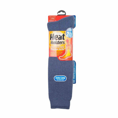 Heat Holders - Mens Extra Long Thermal Knee High Socks 6-11 Blue