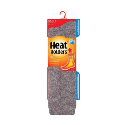 Heat Holders - Mens Extra Long Thermal Knee High Socks 6-11 Grey