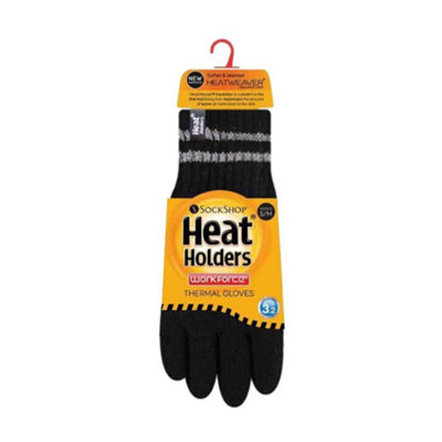 Heat Holders - Mens Hi-Vis Reflective Outdoor Thermal Gloves L/XL Black