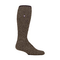 Heat Holders - Mens Long Merino Wool Thermal Socks 6-11 Brown