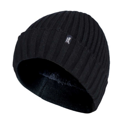 Heat Holders - Mens Turn Over Beanie Hat 6-11 Black