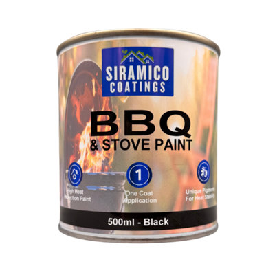 Heat Proof BBQ, Chiminea, Smoker & Stove Paint - High Temperature Paint 1000 degrees c  - Black - 500ml