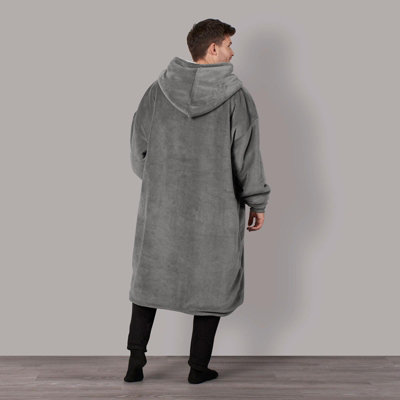 Heated Hoodie Blanket Extra Long Oversized Warm Fleece Sherpa Throw USB Jumper - 5