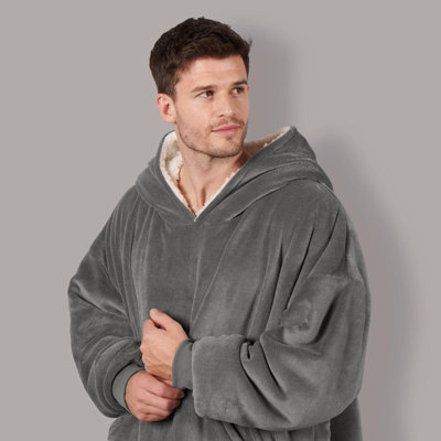 Heated Hoodie Blanket Extra Long Oversized Warm Fleece Sherpa Throw USB Jumper DIY at B Q