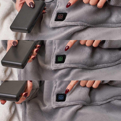 Heated Hoodie Blanket Ultra Plush Wearable Sherpa Oversize - 6