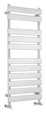 Heated Towel Rail with 11 Flat Panels - 1058 BTU - 1200mm x 500mm - Chrome