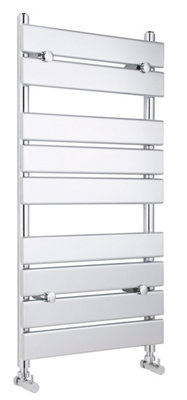 Heated Towel Rail with 9 Flat Panels - 915 BTU - 950mm x 500mm - Chrome