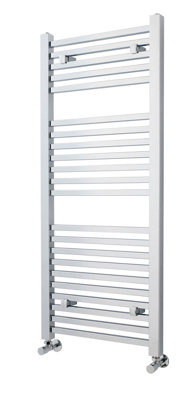 Heated Vertical Towel Ladder Rail with Square Rails - 1167 BTU - 1200mm x 500mm - Chrome