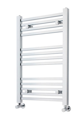 Heated Vertical Towel Ladder Rail with Square Rails - 782 BTU - 800mm x 500mm - Chrome