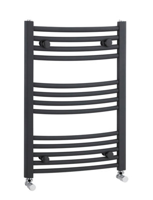 Heated Vertical Towel Rail with Curved Rails - 1051 BTU - 700mm x 500mm - Anthracite