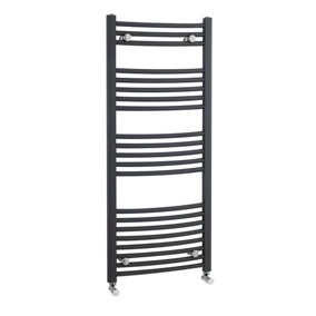 Heated Vertical Towel Rail with Curved Rails - 1689 BTU - 1150mm x 500mm - Anthracite - Balterley