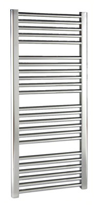 Heated Vertical Towel Rail with Straight Rails - 1096 BTU - 1100mm x 500mm - Chrome