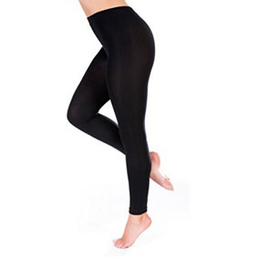 Kav Ladies Thermal Leggings Opaque Fleece Lined Tights for Women - Thick  Warm Footless Tight - Long Winter Leggins - Black (Small)