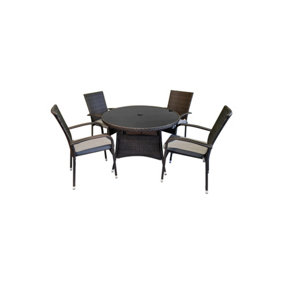 Heaton 4 Seater Bistro Set with 110cm Table - Brown