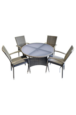 Heaton 4 Seater Bistro Set with 110cm Table - Grey