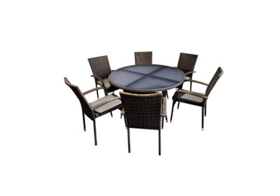 Heaton 6 Seater Bistro Set with 140cm Table - Brown