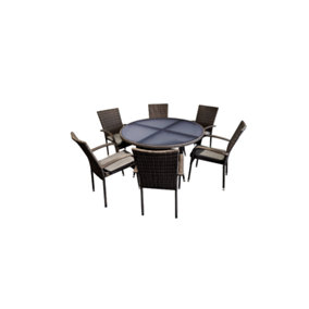 Heaton 6 Seater Bistro Set with 140cm Table - Brown