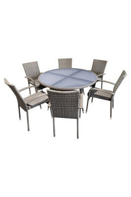 Heaton 6 Seater Bistro Set with 140cm Table - Grey