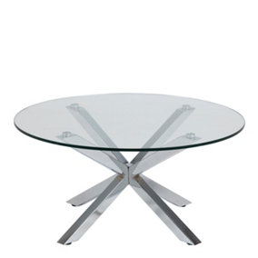 Heaven Round Coffee Table with Glass Top and Chrome Legs