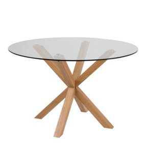Heaven Round Dining Table with Glass Top 119x75.5cm
