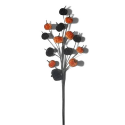 Heaven Sends Halloween Velvet Pumpkin Branch Decoration with Orange and ...