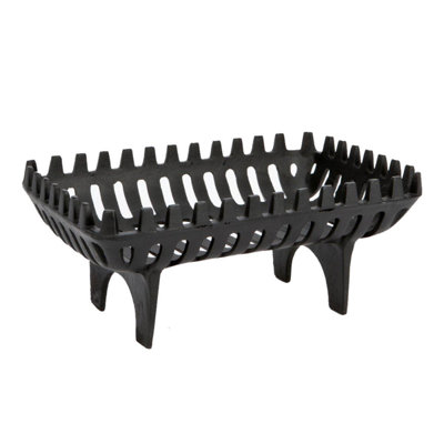 Heavy Cast Iron Log Basket Black Fireside Storage for Logs and Kindling ...